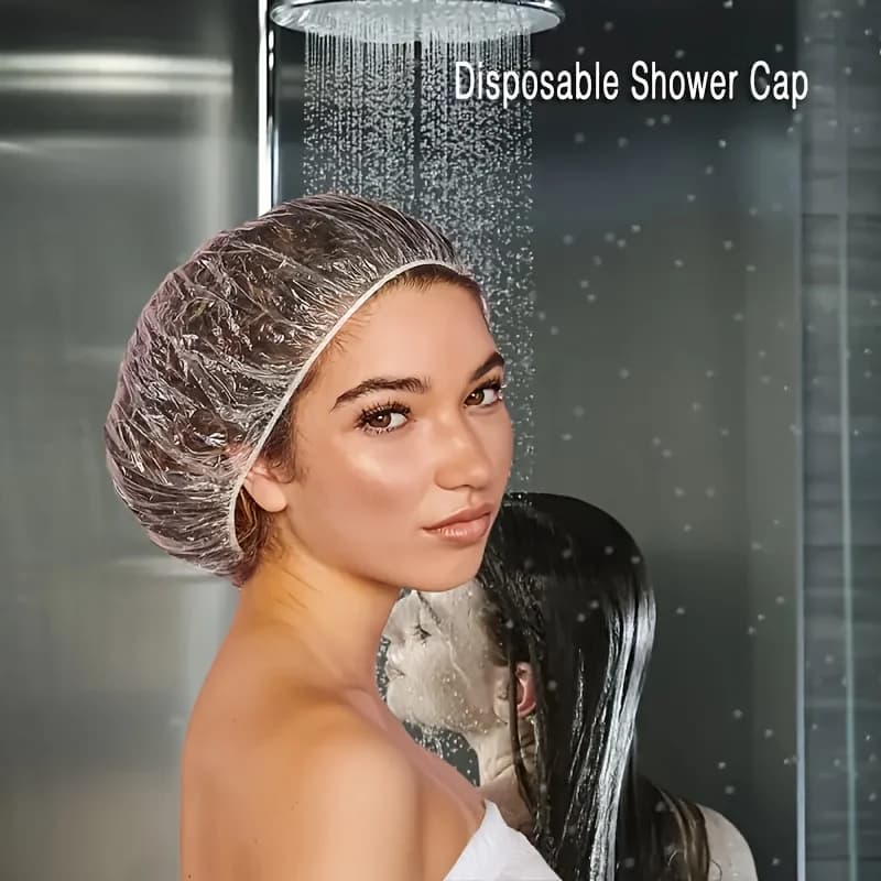 100 pcs disposable shower head for woman - 42 cm and 52 cm 2 size, waterproof thickened hair bath head, Sal100PCS on/Spa / swim use