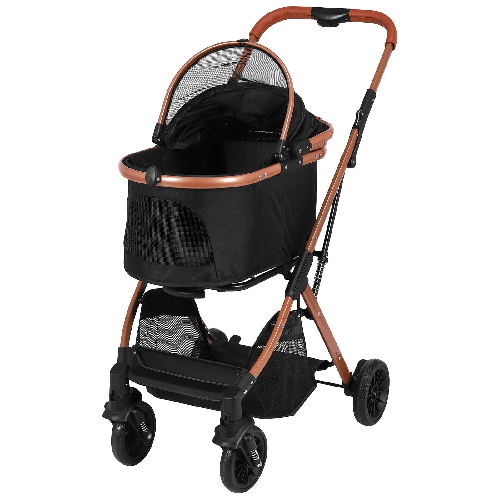 Passeggino per Cani Smooth-Ride, 4 Ruote, Pieghevole e Ventilato con Parasole per Cani e Gatti di Piccola e Media Taglia