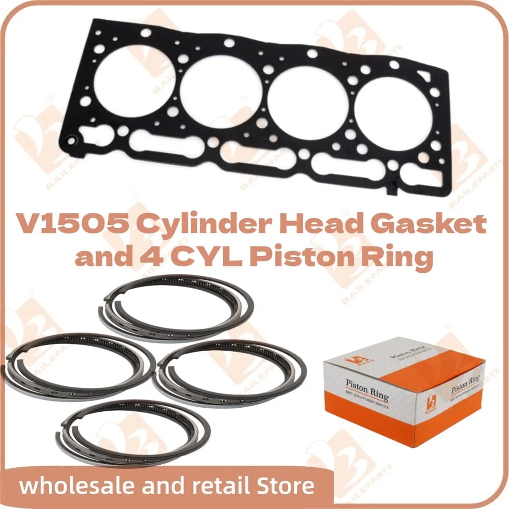 For Kubota Engine V1505 Cylinder Head Gasket 4 Cylinders Piston Ring 78*2HK+1.5+4mm Overhaul Rebuild Kit Engine Spare Parts