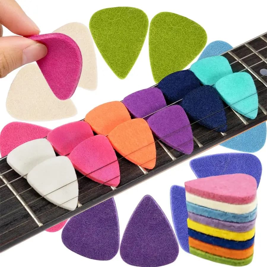 12/20pcs Felt String Instrument Plectrums, Guitar Picks, Musical Accessory for Acoustic Guitar, Mandolin, Bass, Ukulele, XJM