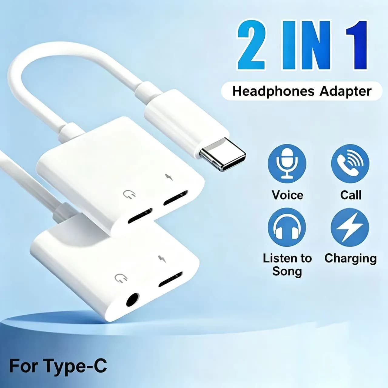 2 in 1 Type C to 3.5mm Jack OTG Adapter Fast Charging Audio Converter Support Mic Headphone Compatible with Huawei Honor All Typ