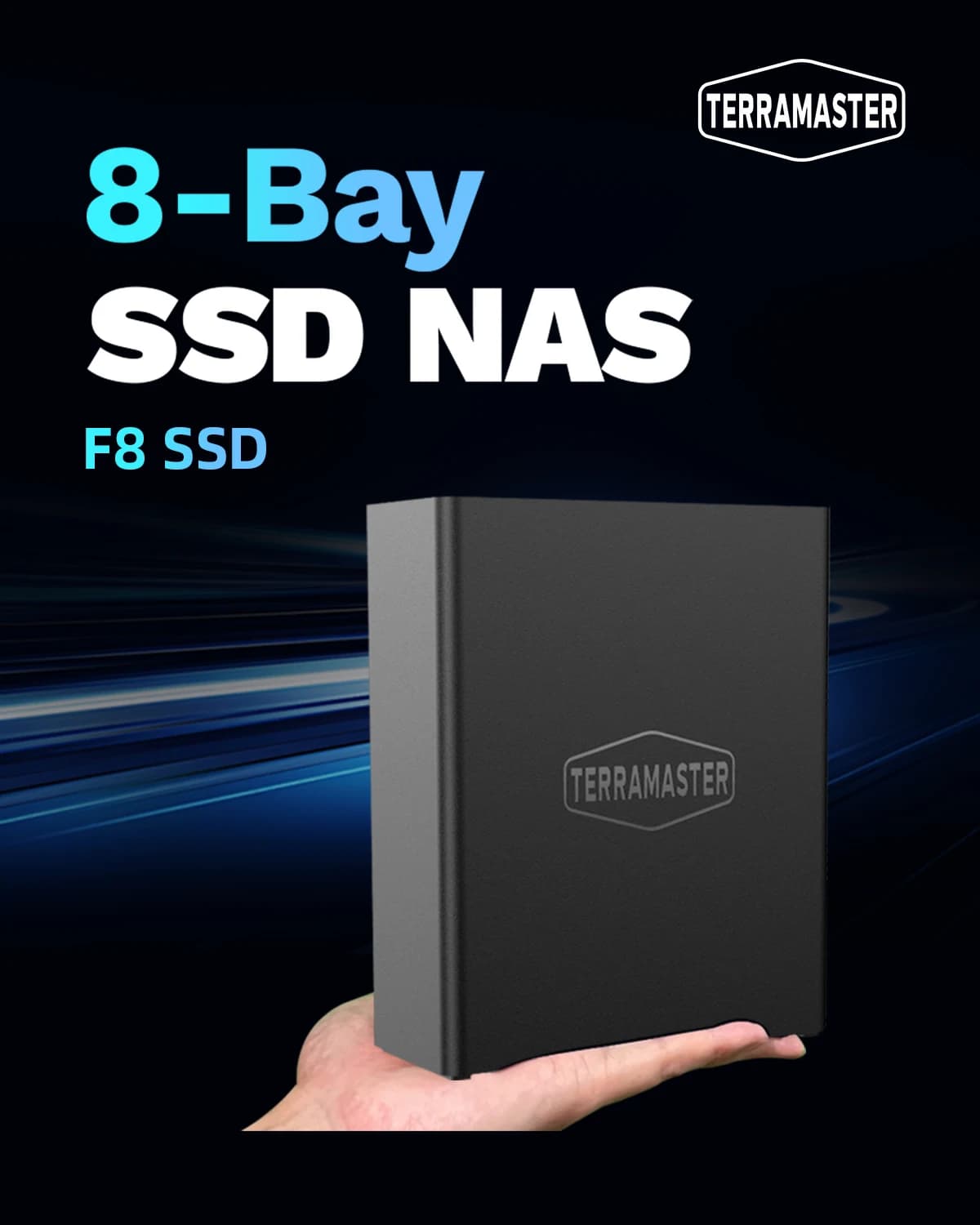 TERRAMASTER F8 SSD NAS Storage - 8Bay All SSD N95 QuadCore CPU, 8 GB di RAM, potente archiviazione attaccata su rete palmare (senza disco)