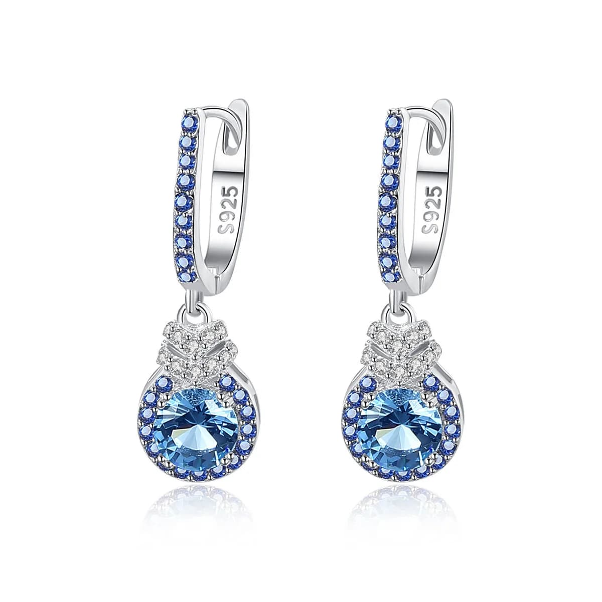 Orecchini pendenti in argento sterling S925 con gioielleria raffinata Accessori moda Zaffiro blu cielo per le donne Regalo di compleanno di nozze