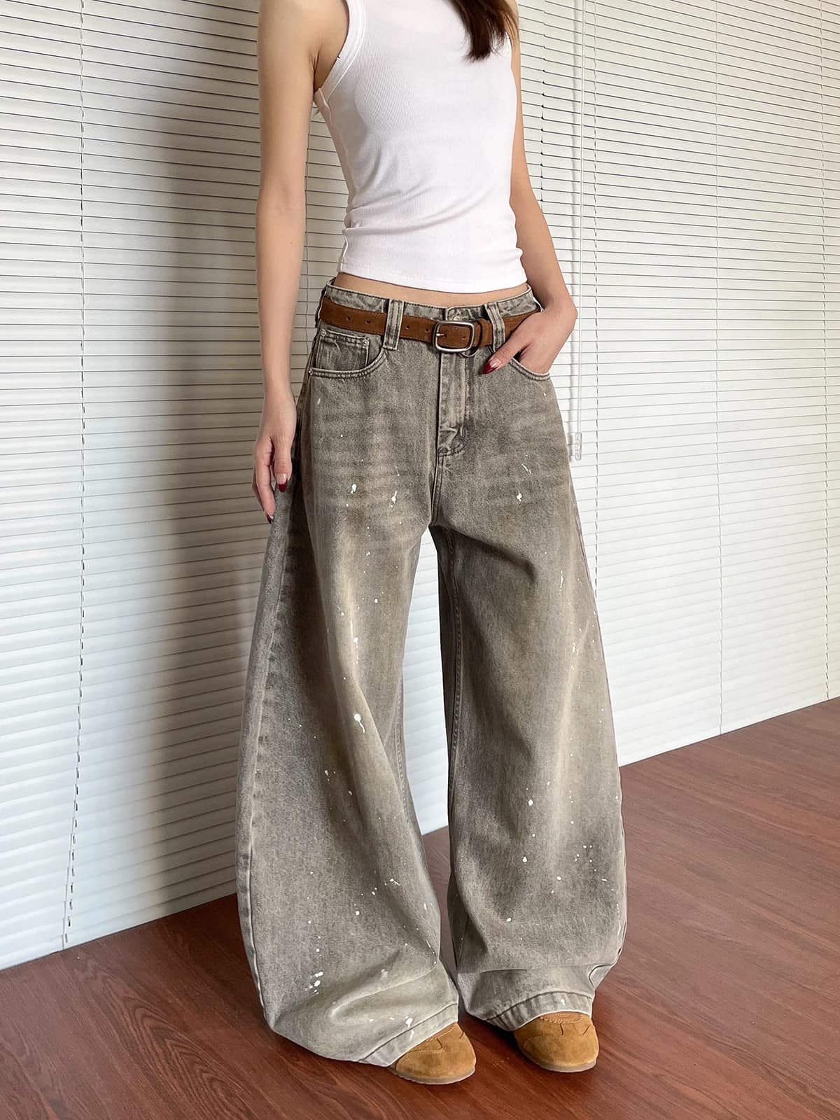 Retro Washed American High Street Men's And Women's Loose Fit Knife Denim Jeans Versatile Casual Straight Leg Trousers