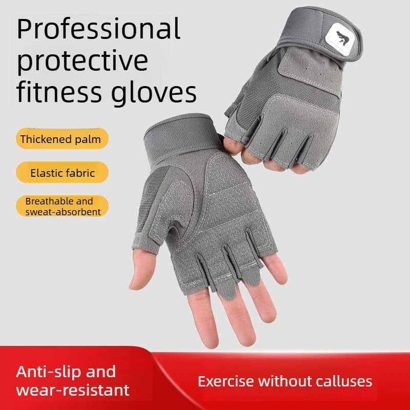 Guanti fitness da esterno a mezze dita per panca piana, assorbimento urti, antiscivolo, per esercizi con manubri, traspiranti, per ciclismo e sollevamento pesi
