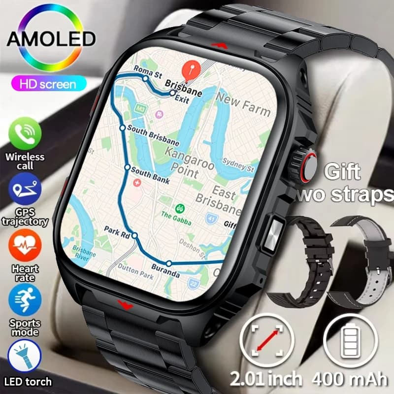 2025New GPS Sports Smart Watch Men 2.01 inch 400 mAh Battery Fitness Tracker Bluetooth Call Waterproof New Smartwatch