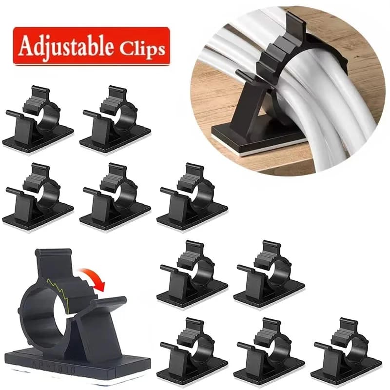 Organizzatore di Cavi Autoadesivo Regolabile, Clip Portacavi per Casa, Ufficio, TV, Cavi Ethernet e USB, Gestione Cavi da Scrivania