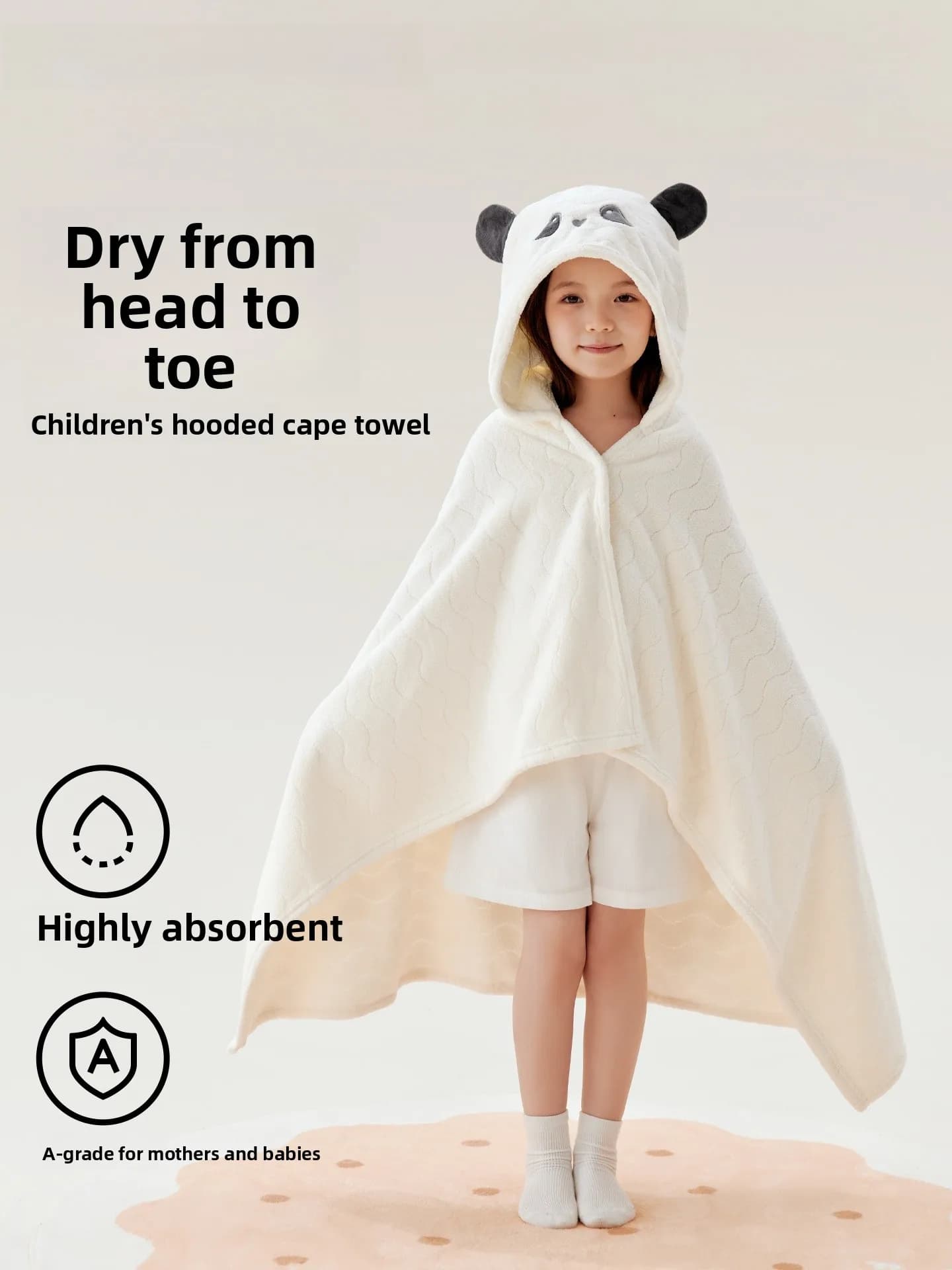 Accappatoio per Bambini ad Asciugatura Rapida, Caldo, Classe A, con Cappuccio e Design a Mantella, in Fibra di Poliestere, Modello Unisex