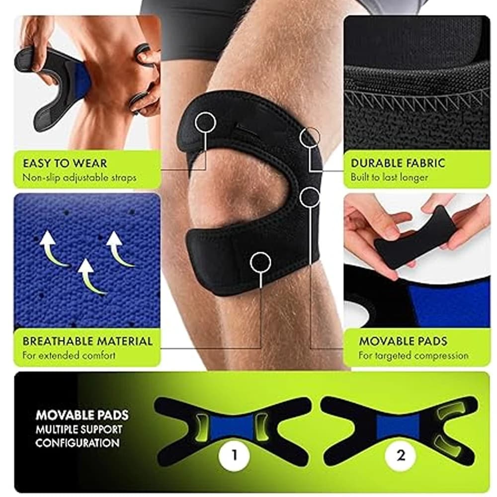Ginocchiera per alleviare il dolore da strappo di menisco, artrite, ACL, cinturino di supporto per tendine rotuliano a compressione per allenarsi uomini donne