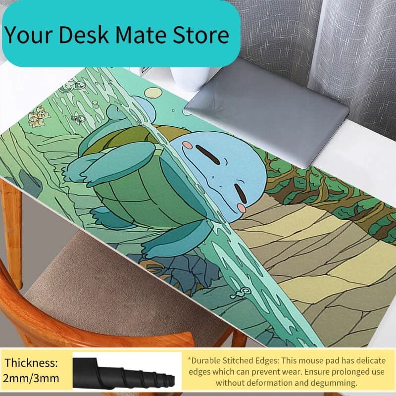 Tappetino per Mouse Grande Pokemon Squirtle Stile Anime Curativo, Tappetino da Scrivania per Gaming