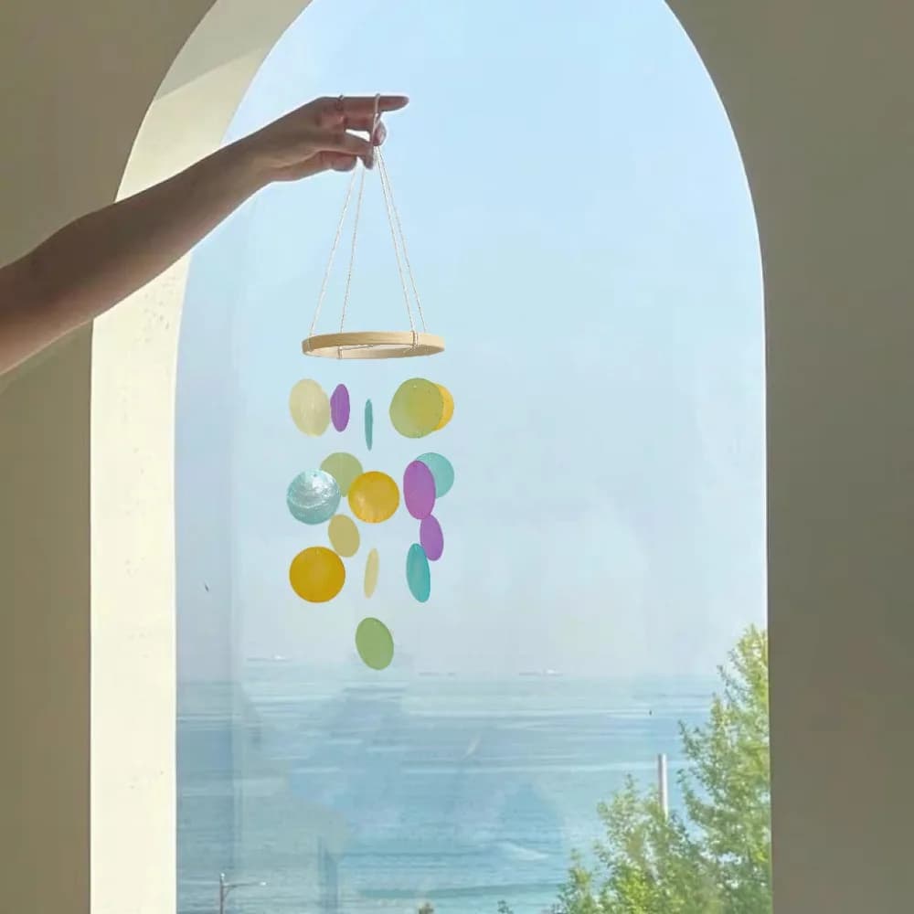 Creative Natural Shell Wind Chimes Circle Shell Home Decoration Dream Catchers With Crisp Ringtones Shell Wind Chimes Home
