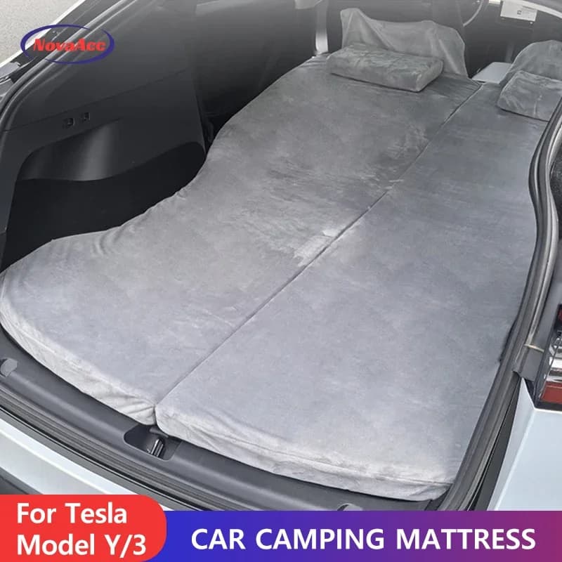Materasso da campeggio per auto per Tesla Model Y Model 3 Letto in spugna MDI ad alta densità Cuscino rimovibile Supporto per tavola in legno duro Cuscino per dormire