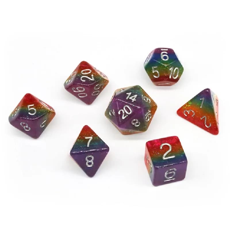7 pz/set poliedrico arcobaleno dadi set gioco da tavolo gioco da tavolo giocattoli di interazione per accessori numeri decorazioni per la casa giochi di ruolo giocattoli