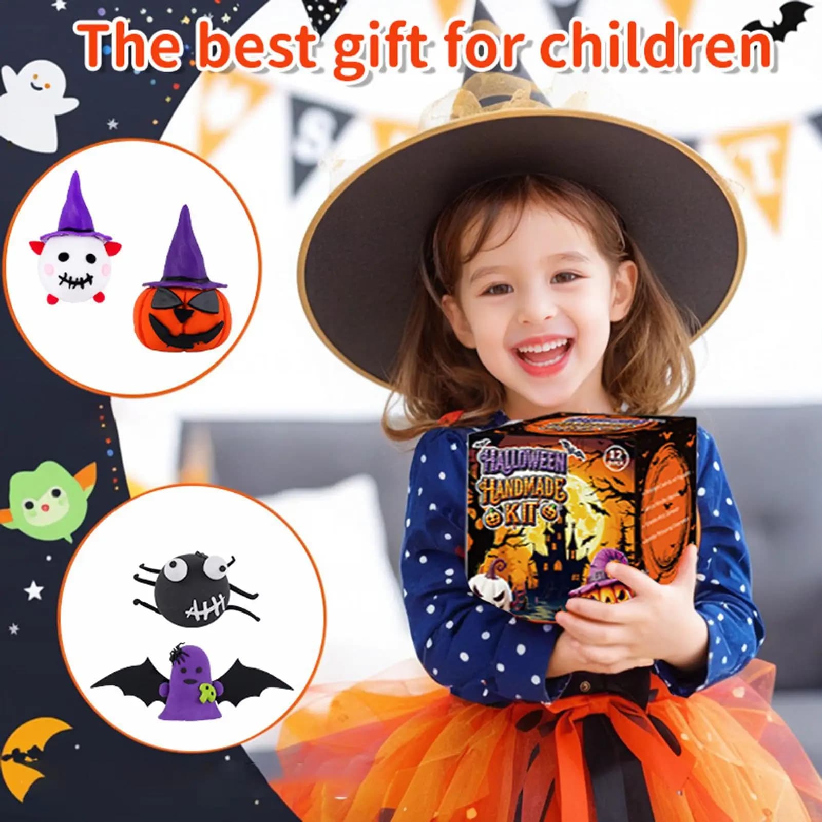 Kit artigianale in argilla di zucca Decorazioni di Halloween Set di plastilina per bambini Forniture per modellare Giocattoli educativi per studenti Bambini