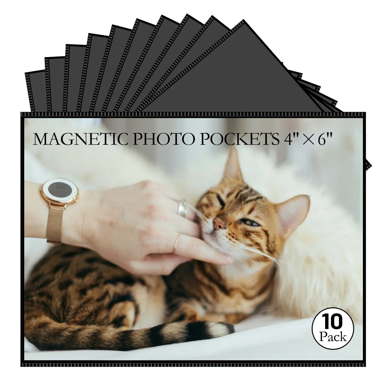 5/10Sheets 4x6" Magnetic Picture Frame Black Magnetic Frame Reusable Magnetic Photo Frames for Refrigerator