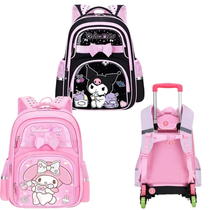 Zaino Sanrio My Melody Trolley Borsa da scuola di grande capacità Kuromi Borsa luminosa impermeabile Ragazzi e ragazze Regalo di festa Anime