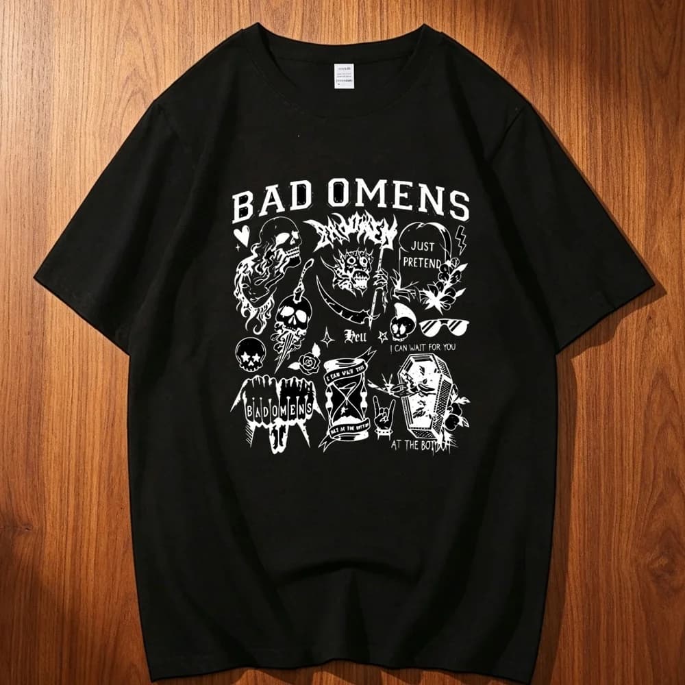 Bad Omens cotton tshirt teen Digital 80s harajuku Psychedelic Pop Culture t-shirt Psychedelic Graphic 2000s women Vintage
