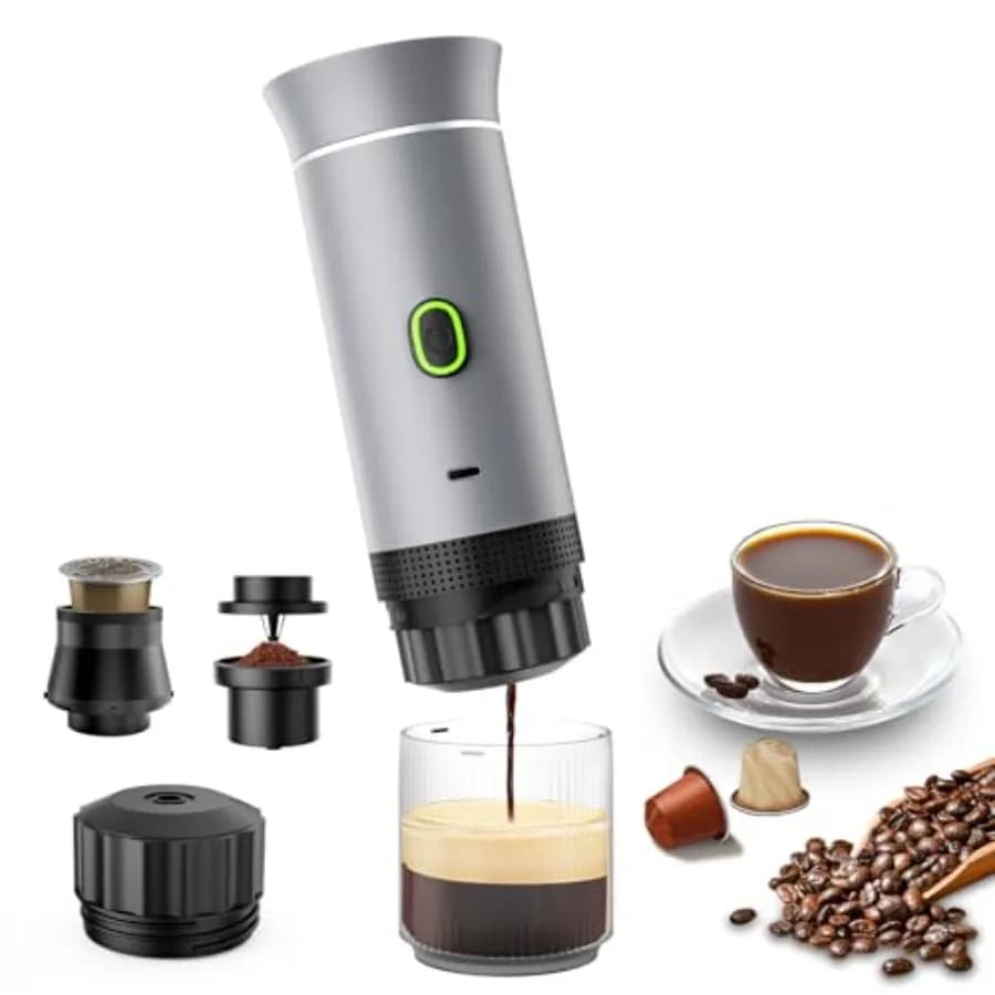 Macchina per Espresso Portatile, Caffettiera da Viaggio per Campeggio, Macchina per Espresso Portatile con USB-C, Piccola Macchina per Espresso 3-in-1 con