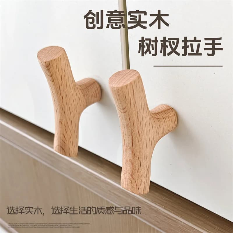 Maniglia per armadio in legno nordico Manopola per cassetto con ramo di un albero Maniglie in legno di noce Armadio per guardaroba Maniglie per mobili da cucina