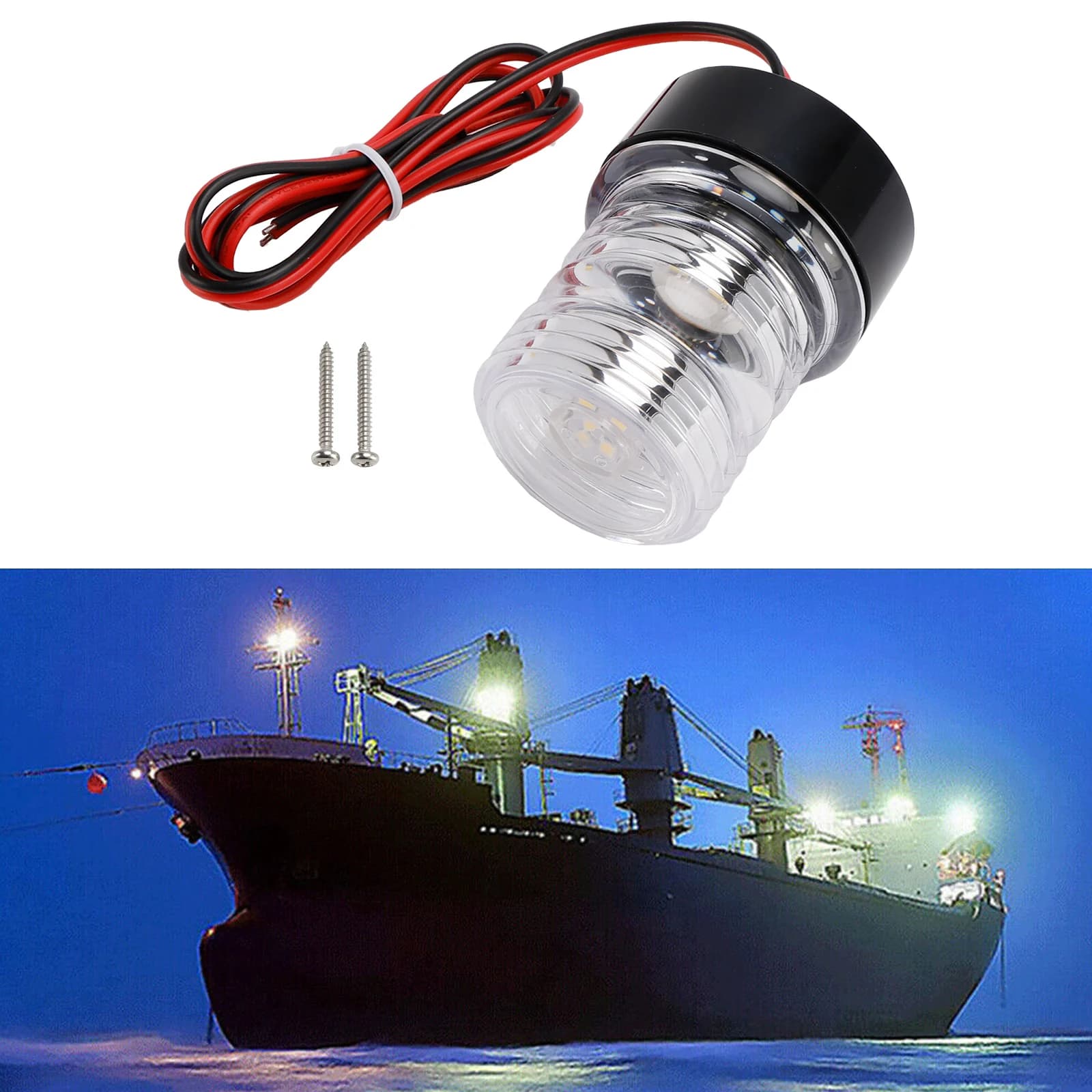 Luce di Navigazione LED Topteng 2.7W, Lampada Rotonda per Ancora, Imbarcazioni e Yacht, IP66