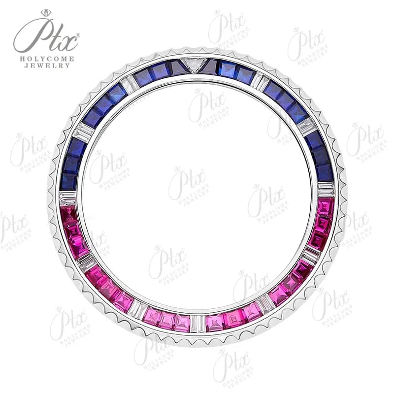 Size 40.30 mm Luxury watch Stainless steel bezel Red Blue Moissanite Corindone Jewelry Beads Watches Factory price Accessories