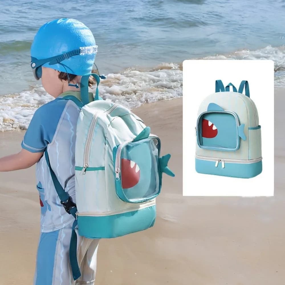 Borsa da Nuoto per Bambini con Separazione Asciutto/Bagnato, Scomparto per Scarpe, Motivo Animale, Borsa Porta Costume da Bagno, Forma Carina Cartone Animato