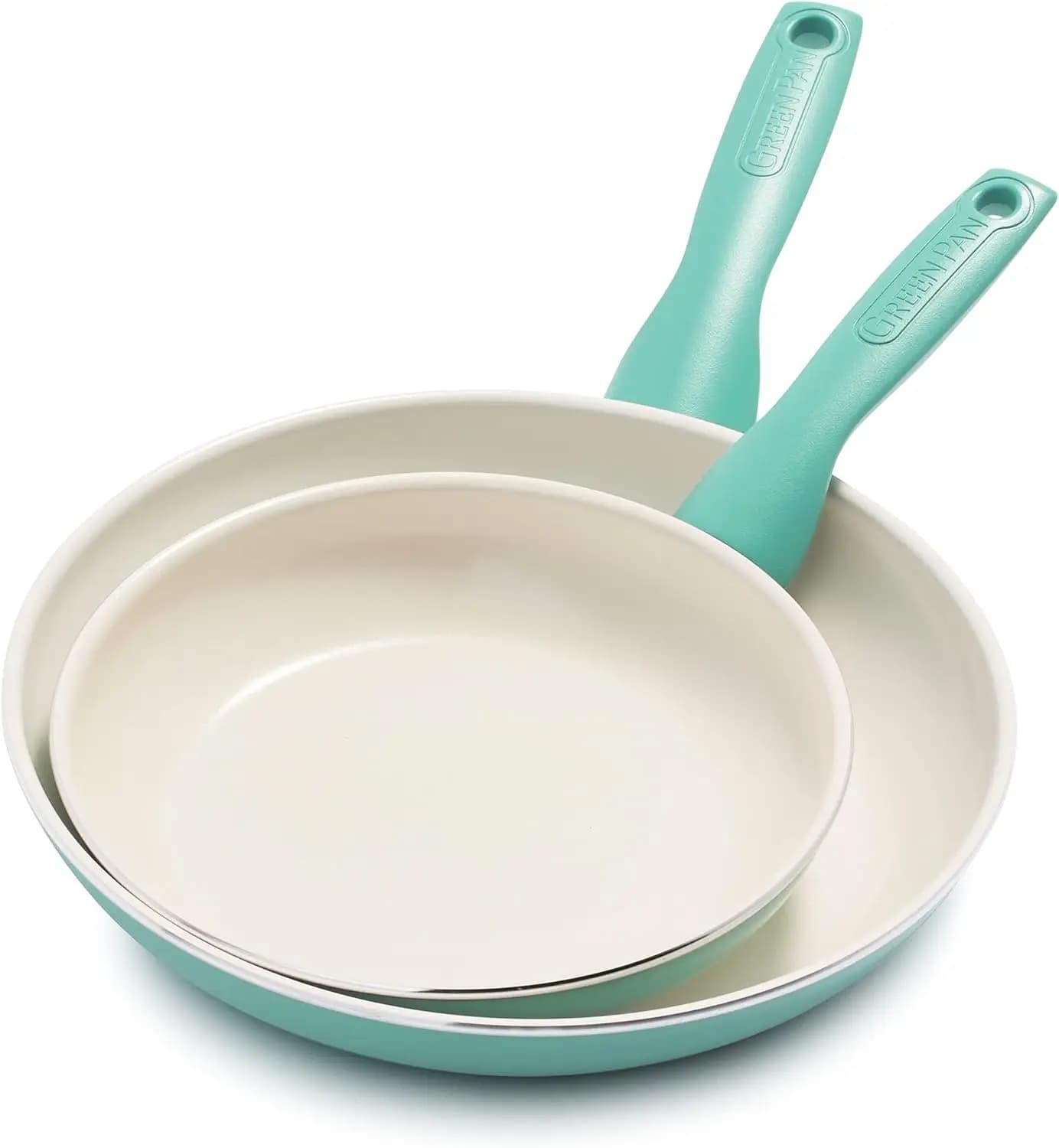 Set di Padelle Antiaderenti in Ceramica GreenPan Rio 8" e 10" Senza PFAS Lavabili in Lavastoviglie Turchese