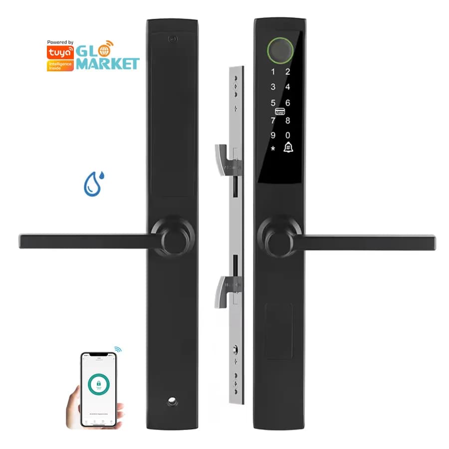 Glomarket Porta scorrevole Tuya impermeabile per esterni Serratura intelligente per porta con impronta digitale digitale Serratura intelligente in alluminio
