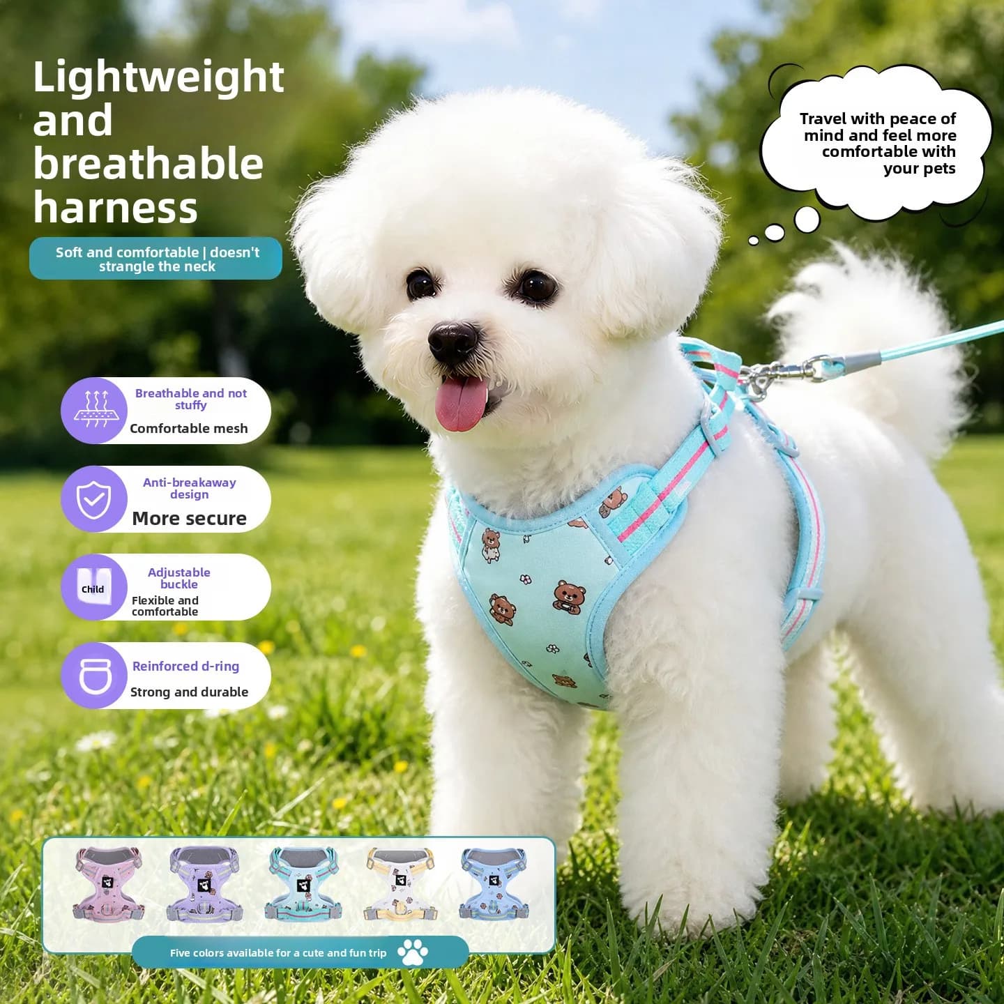 Dog Chest Strap Traction Rope Chest Strap Adjustable Vest Type Reflective Going Out Dog Walking Rope Small and Medium Dogs Pets