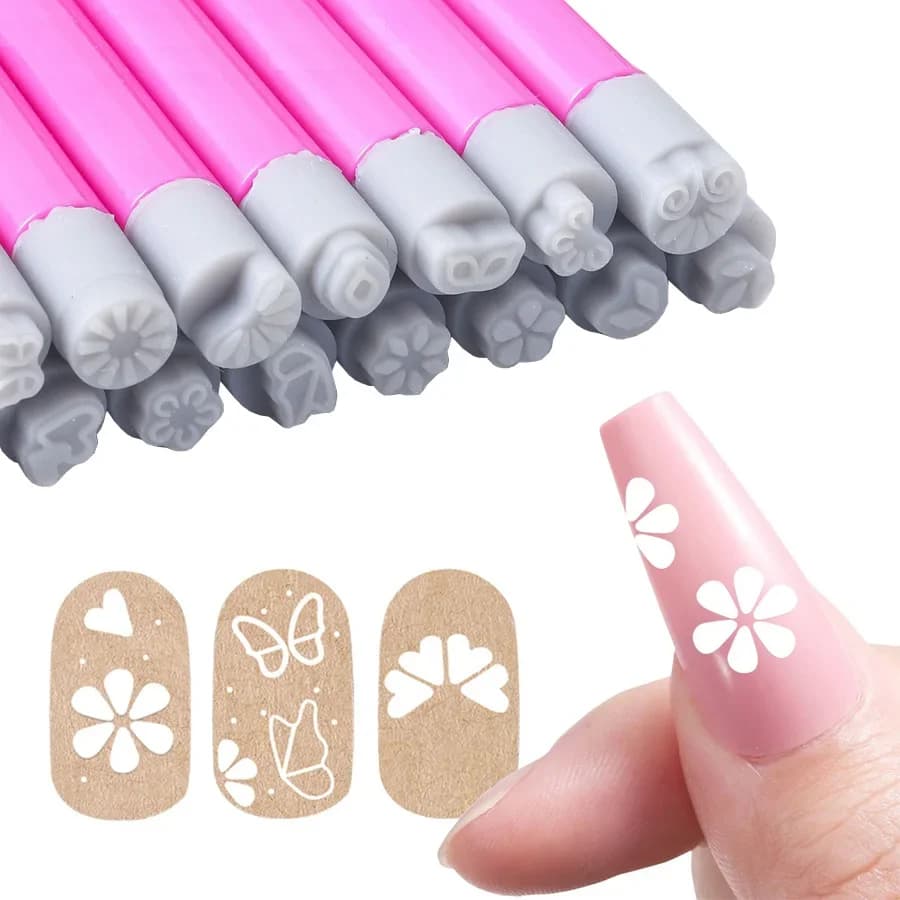 Set di penne per timbri per nail art da 4/6 pezzi, timbri per unghie fai-da-te facili, timbri con disegni e modelli di farfalle floreali