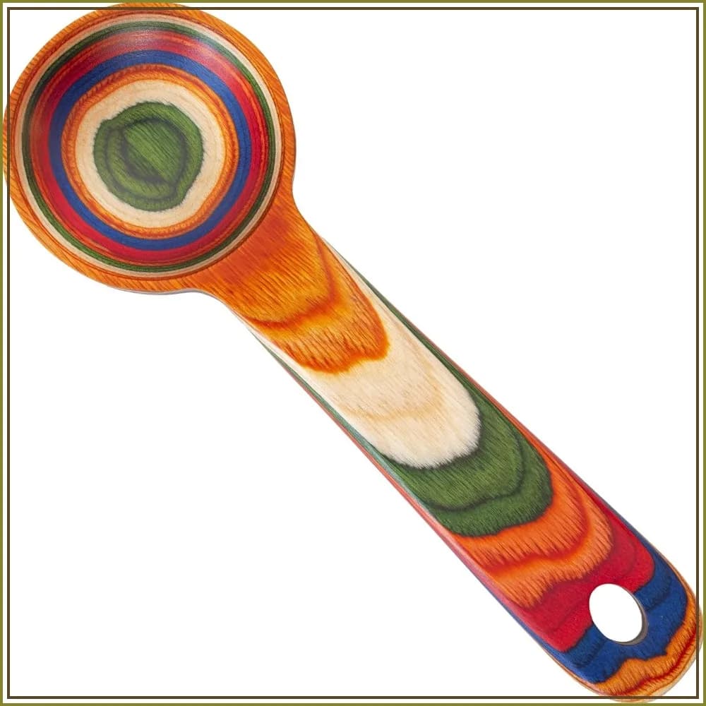 Colorful Birch Wood Coffee Scoop – Reusable for Ground Coffee, Protein Powder & More