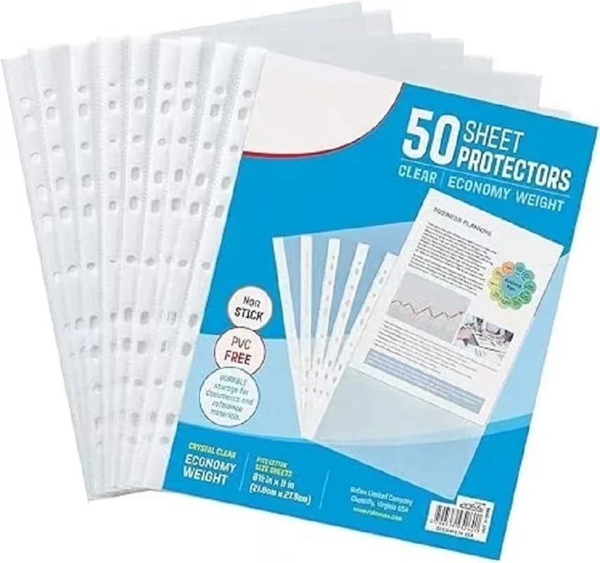 Makeasy Raccoglitore per pagine trasparente Protezioni per documenti 11 fori Trasparente Formato A4 Foglio di carta Cartella Organizzatore Maniche per raccoglitore