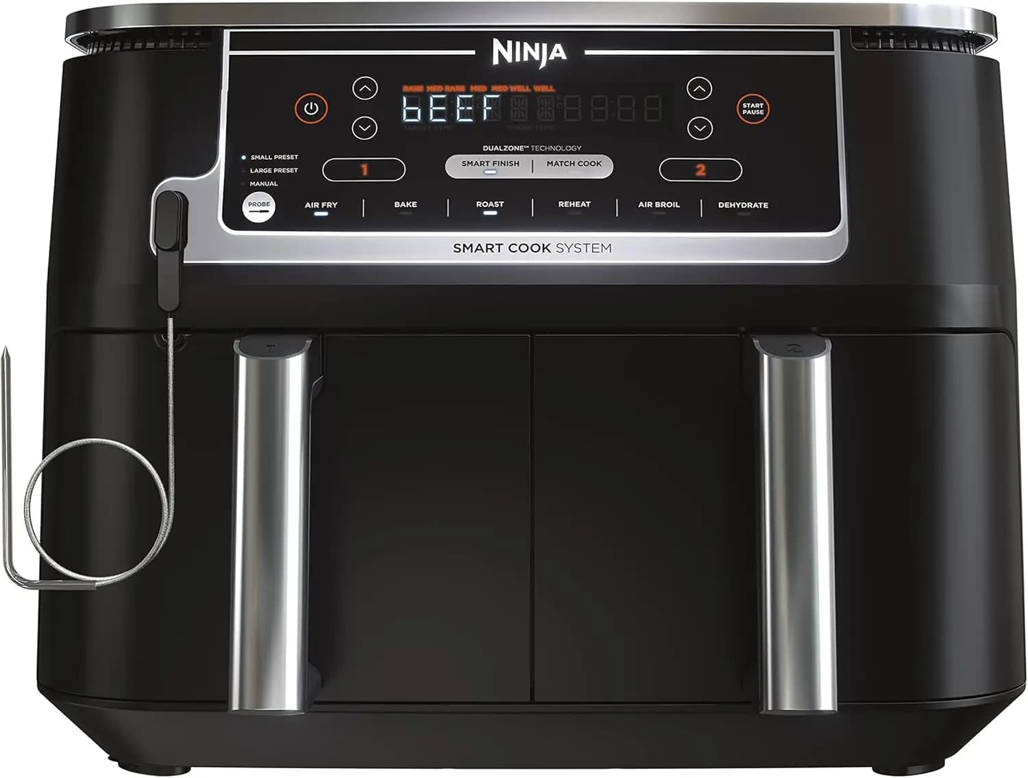 Home Cooking with 10 QT DualZone Air Fryer, Smart Cook Thermometer, Multiple Functions
