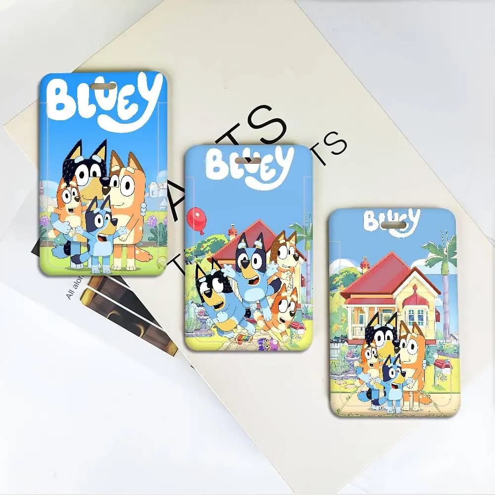 Porta Carte di Credito Cartoon B-Blueys con Cordino, Porta Tessere Bancarie e ID, Badge Identificativo per Studenti
