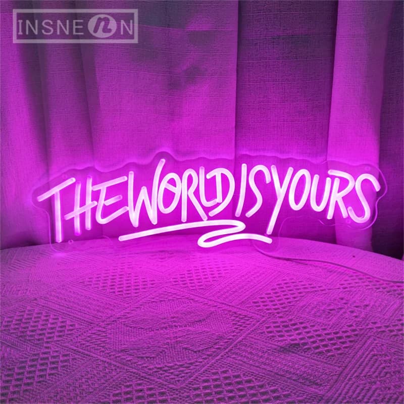 Il mondo è il tuo Insegna al neon Arredamento della stanza Alimentazione USB Insegna al neon Luce a led Decorazione della parete della camera da letto di casa Regalo della festa di compleanno Decorazioni al neon