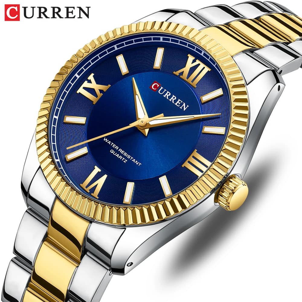 CURREN Orologi da uomo Classico semplice orologio al quarzo originale per uomo Orologio da polso impermeabile in acciaio inossidabile con scala romana luminoso cloc
