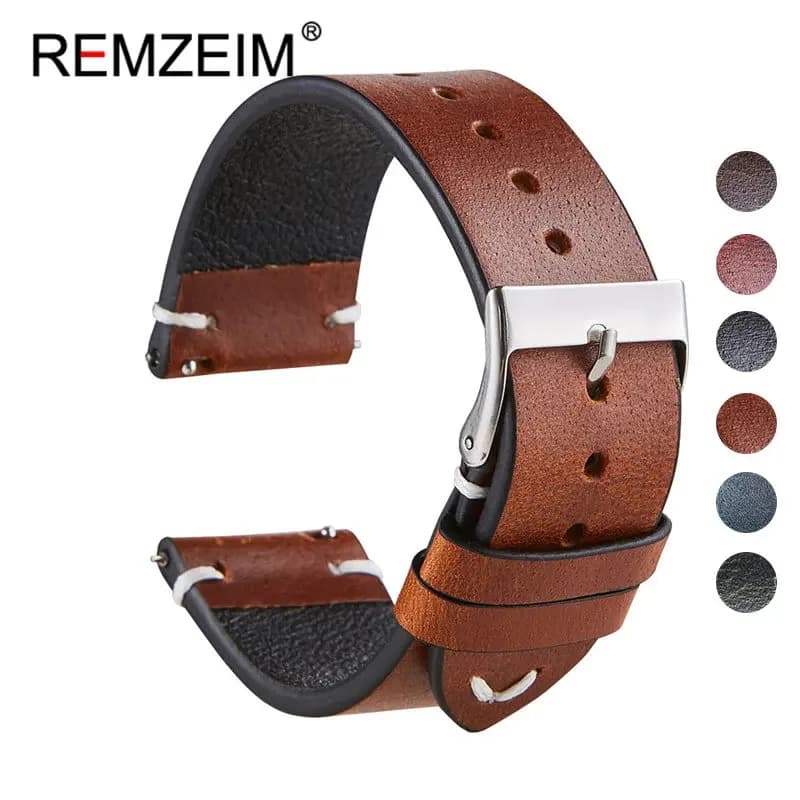 REMZEIM cinturini in pelle a sgancio rapido 18mm 20mm 22mm cinturino Casual cinturino per orologio intelligente cinturino in pelle morbida cinturino per orologio da polso