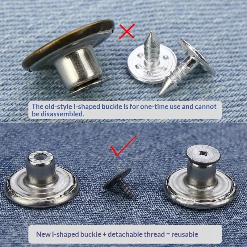 10/20 Pezzi Bottoni in Metallo per Jeans con Cacciavite 17/20mm, Kit di Riparazione Bottoni a Vite Senza Cuciture, Fibbie Rimovibili per Jeans