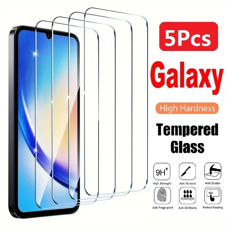 5PCS Vetro Temperato Per Samsung Galaxy A24 A25 A15 A05S A54 A34 A14 A04 A03S M54 M53 M34 M14 M13 M23 M04 A M 5G Protezione Dello Schermo