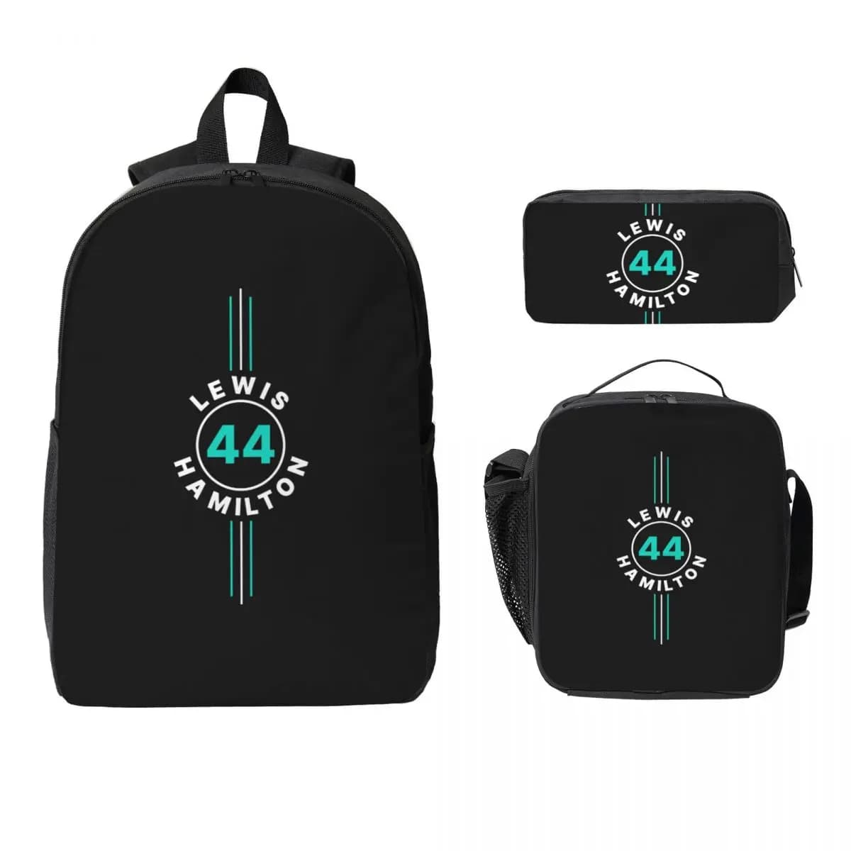Lewis Hamilton 44 F1 Zaino Studente Ragazzi Ragazze BookBag Borsa da scuola Borse a tracolla per laptop Borsa da pranzo isolata 3ps Astuccio