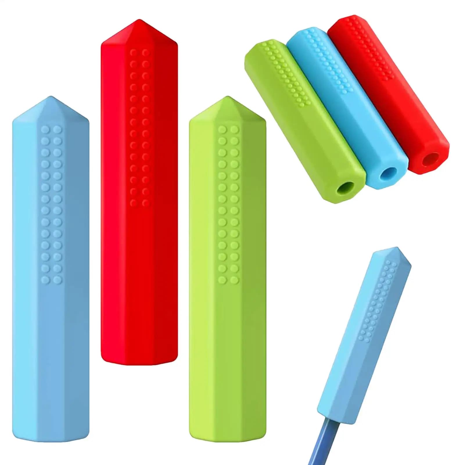 3 pz Tappo Della Matita In Silicone Sensoriale OralMotor Aiuto Da Masticare Topper Per Gomma Massaggiagengive Caps Matite Gel di Silice Decorazione Carina