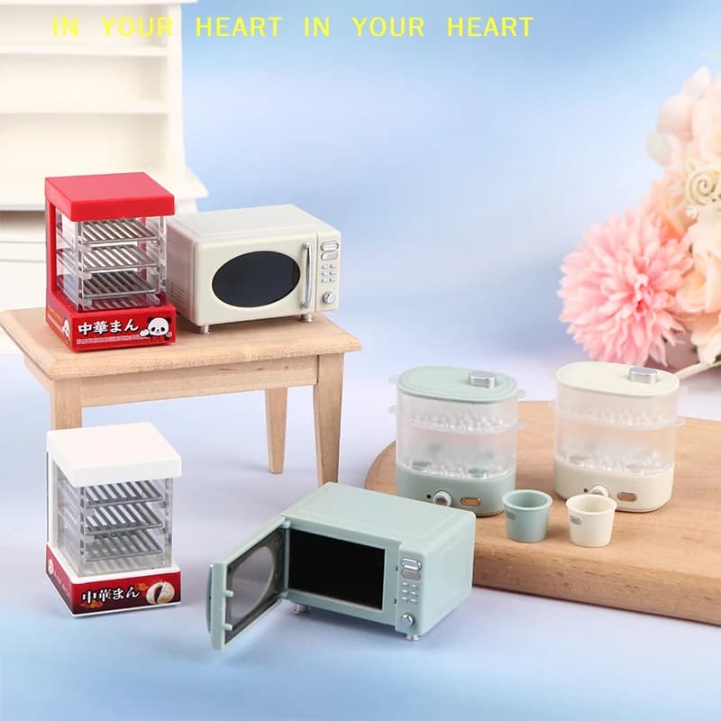 【X】Forno a Microonde in Miniatura 1:12 per Casa delle Bambole, Armadietto per il Pane, Scatola a Vapore, Modello Elettrico Domestico, Decorazione Giocattolo, Accessori per Casa delle Bambole