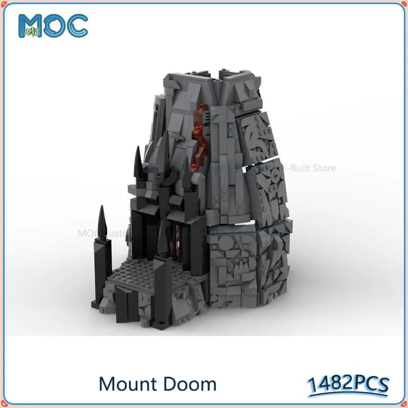 Blocchi da Costruzione MOC Modello Monte Doom, Kit di Assemblaggio Fai-da-Te, Collezione Anelli, Giocattoli Educativi Creativi da Esposizione, Regali di Natale, 1482 Pezzi