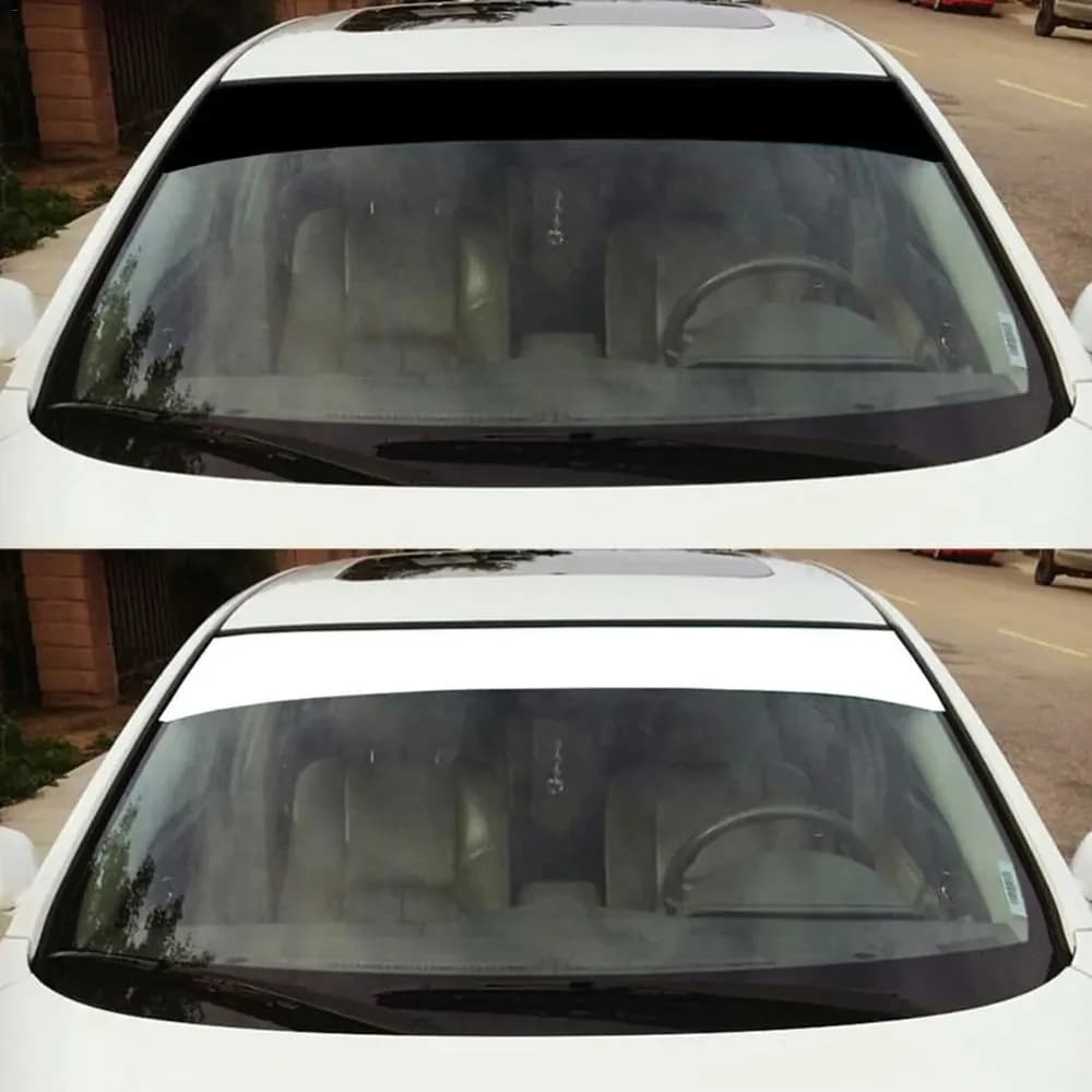 135x21CM Parabrezza anteriore per auto Vinile Impermeabile Banner Stripe Decalcomanie Anti UV Controllo del calore Auto Finestra Visiera Adesivi Nero/Bianco