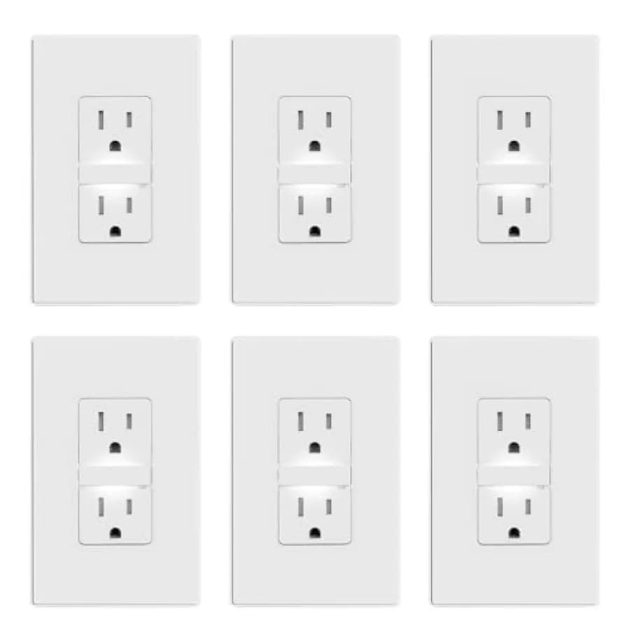 Luce Notturna Decorativa per Presa Elettrica, Prese a Muro con Luce LED Integrata 000K, Presa Antimanomissione, 5 Ampere
