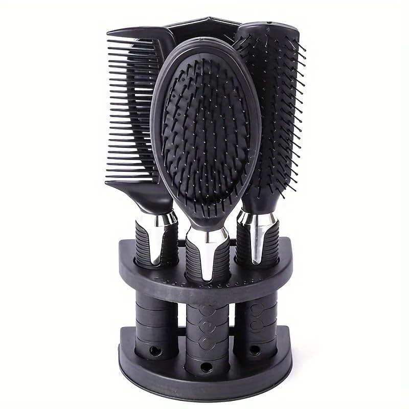 Kit Professionale di Spazzole per Capelli, Set da 4 Pezzi, Strumenti per lo Styling da Salone con Specchio e Supporto per Uomini e Donne