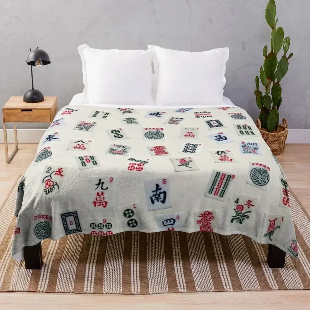 Coperta con design delle tessere del gioco Mahjong, morbida e accogliente, per animali domestici, bambini e adulti