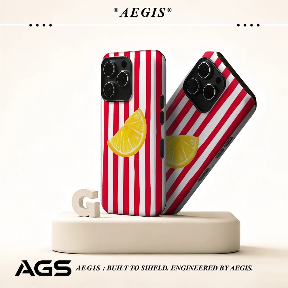 Custodia per telefono con fetta di limone a strisce rosse per custodia magnetica per telefono per IPhone 17 16 15 14 13 Pro Max Plus Custodia rigida singola a doppio strato