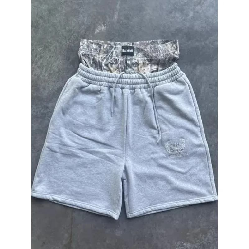 Camouflage Splice Sweatpants Men's Casual Sports Shorts Seven-Foot Cross-Border Streetwear Hip Hop Embroidered Loose Fit