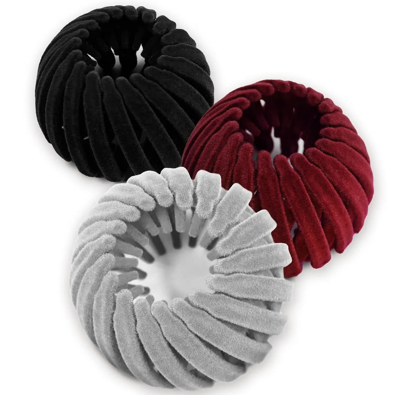 Fermaglio per capelli in velluto a forma di nido d'uccello, elastico per chignon espandibile antiscivolo e elastico per coda di cavallo, accessori per capelli regolabili per capelli spessi e sottili, ideali per donne e ragazze, per uso quotidiano, lavoro, yoga, viaggi
